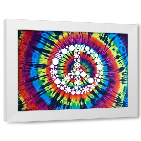Tie Dye Rainbow Peace Sign II White Modern Wood Framed Art Print by Kearns, Molly