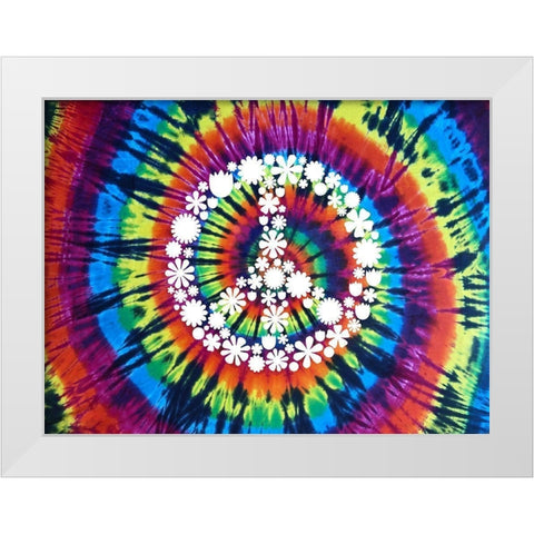 Tie Dye Rainbow Peace Sign II White Modern Wood Framed Art Print by Kearns, Molly