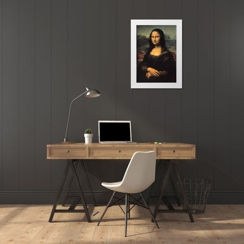 Mona Lisa White Modern Wood Framed Art Print by Da Vinci, Leonardo
