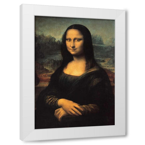 Mona Lisa White Modern Wood Framed Art Print by Da Vinci, Leonardo