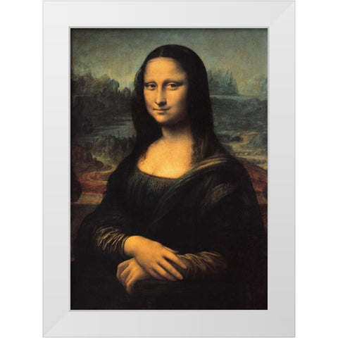 Mona Lisa White Modern Wood Framed Art Print by Da Vinci, Leonardo