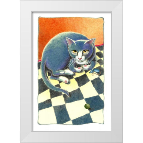 Blue Ribbon Baby White Modern Wood Framed Art Print by Seeley, Laura