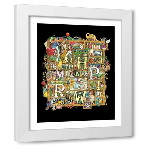 Shadowbox Hunt -Alphabet Soup White Modern Wood Framed Art Print by Seeley, Laura