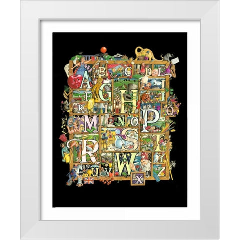 Shadowbox Hunt -Alphabet Soup White Modern Wood Framed Art Print by Seeley, Laura