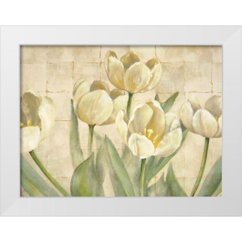 White Tulips on Ivory White Modern Wood Framed Art Print by Mckee, Lauren