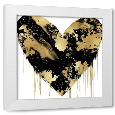 Big Hearted Black and Gold White Modern Wood Framed Art Print by Rodgers, Lindsay