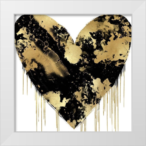 Big Hearted Black and Gold White Modern Wood Framed Art Print by Rodgers, Lindsay