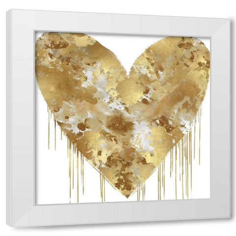 Big Hearted Gold and White White Modern Wood Framed Art Print by Rodgers, Lindsay