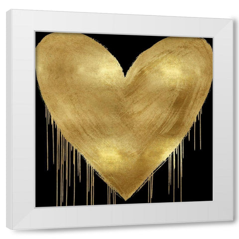 Big Hearted Gold on Black White Modern Wood Framed Art Print by Rodgers, Lindsay