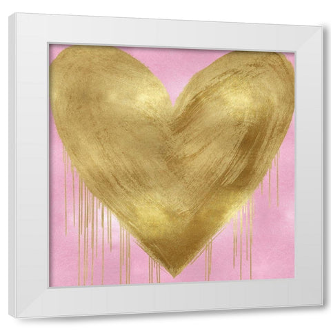 Big Hearted Gold on Pink White Modern Wood Framed Art Print by Rodgers, Lindsay