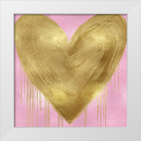 Big Hearted Gold on Pink White Modern Wood Framed Art Print by Rodgers, Lindsay