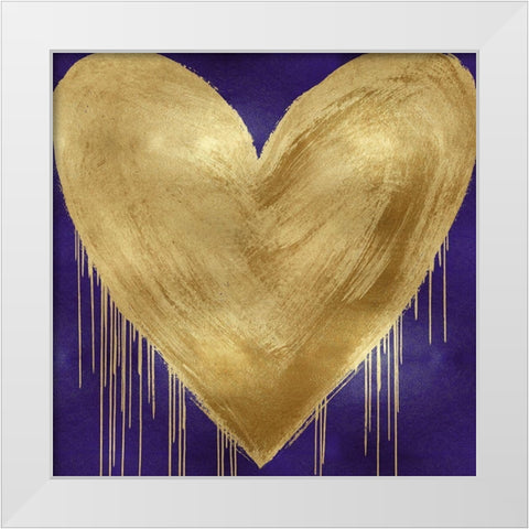 Big Hearted Gold on Purple White Modern Wood Framed Art Print by Rodgers, Lindsay