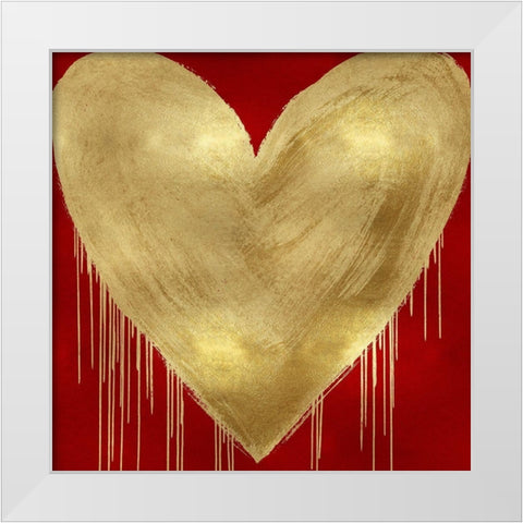 Big Hearted Gold on Red White Modern Wood Framed Art Print by Rodgers, Lindsay