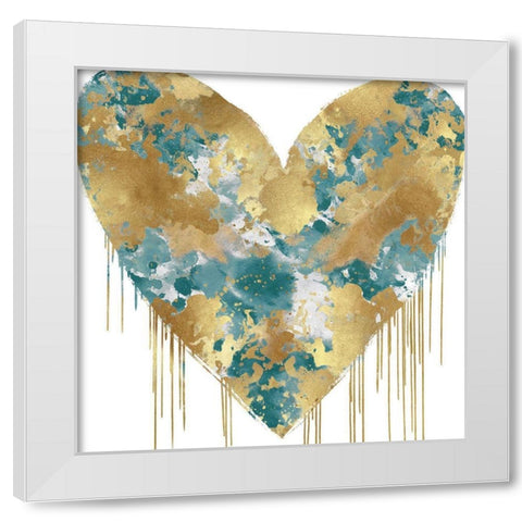 Big Hearted Green and Gold White Modern Wood Framed Art Print by Rodgers, Lindsay