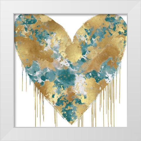 Big Hearted Green and Gold White Modern Wood Framed Art Print by Rodgers, Lindsay