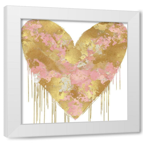 Big Hearted Pink and Gold White Modern Wood Framed Art Print by Rodgers, Lindsay
