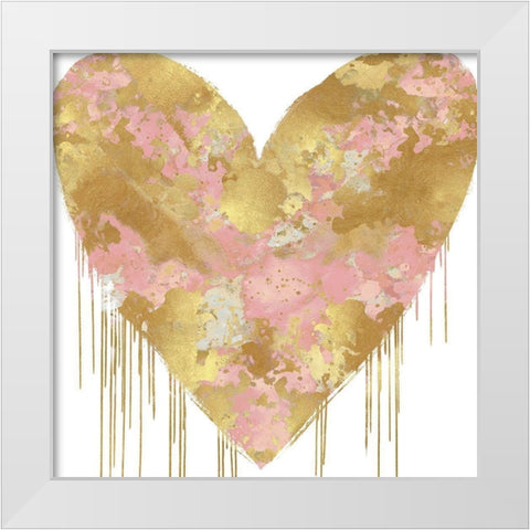 Big Hearted Pink and Gold White Modern Wood Framed Art Print by Rodgers, Lindsay