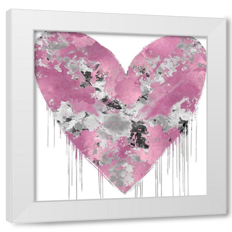 Big Hearted Pink and Silver White Modern Wood Framed Art Print by Rodgers, Lindsay