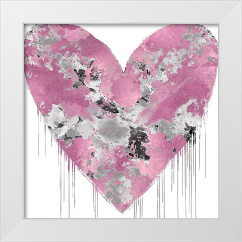 Big Hearted Pink and Silver White Modern Wood Framed Art Print by Rodgers, Lindsay