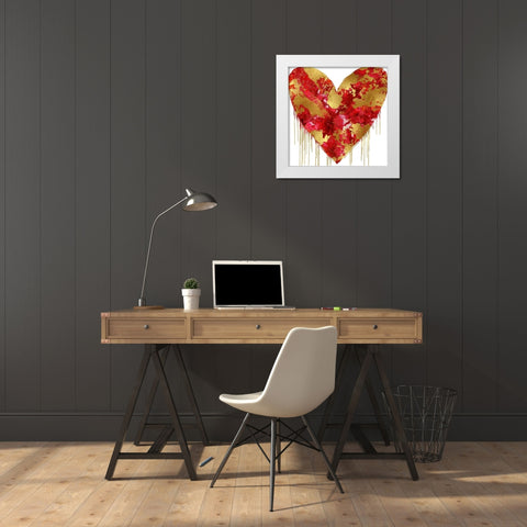Big Hearted Red and Gold White Modern Wood Framed Art Print by Rodgers, Lindsay