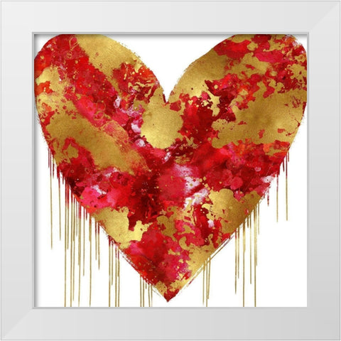 Big Hearted Red and Gold White Modern Wood Framed Art Print by Rodgers, Lindsay