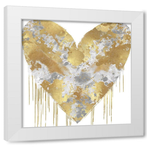 Big Hearted Silver and Gold White Modern Wood Framed Art Print by Rodgers, Lindsay