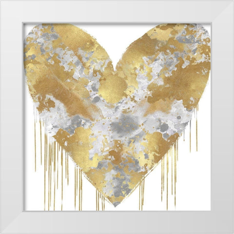 Big Hearted Silver and Gold White Modern Wood Framed Art Print by Rodgers, Lindsay