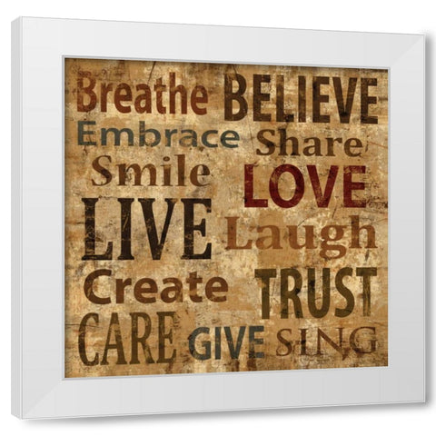 Live White Modern Wood Framed Art Print by Wilson, Luke
