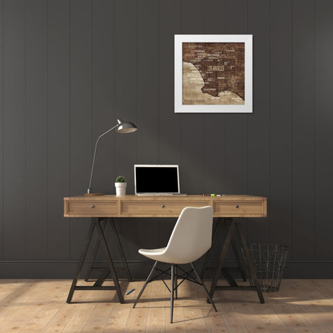 Map of Los Angeles White Modern Wood Framed Art Print by Wilson, Luke
