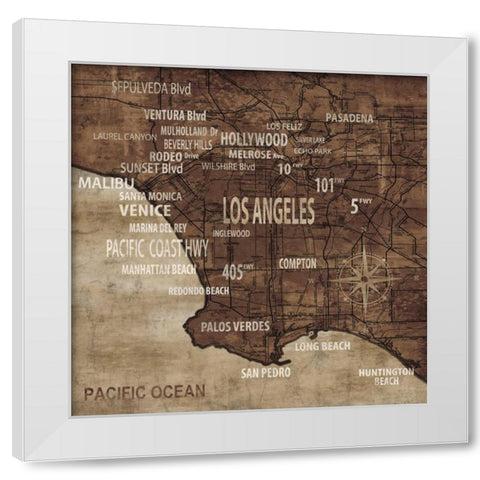 Map of Los Angeles White Modern Wood Framed Art Print by Wilson, Luke