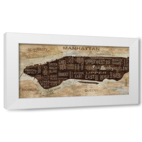 Manhattan Neighborhoods White Modern Wood Framed Art Print by Wilson, Luke