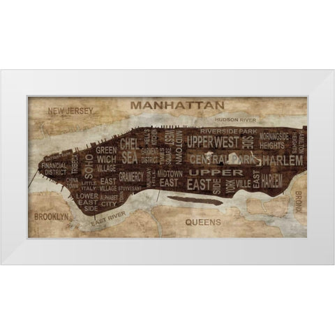 Manhattan Neighborhoods White Modern Wood Framed Art Print by Wilson, Luke