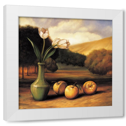 Apple Landscape White Modern Wood Framed Art Print by Arellano, Migdalia