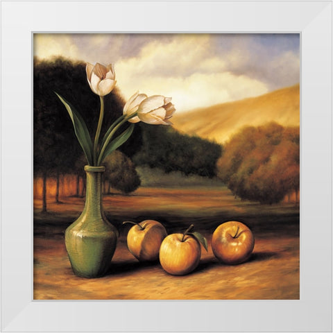 Apple Landscape White Modern Wood Framed Art Print by Arellano, Migdalia