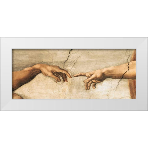 Creazione di Adamo-particol White Modern Wood Framed Art Print by Michelangelo