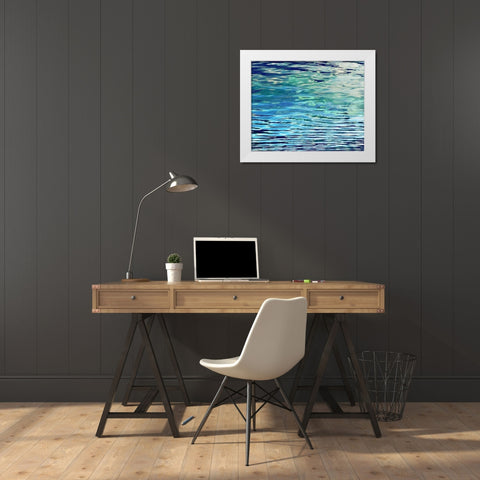 Aqua Reflections White Modern Wood Framed Art Print by Barrett, Michael