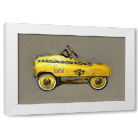 Taxi Cab Pedal Car White Modern Wood Framed Art Print by Calkins, Michelle