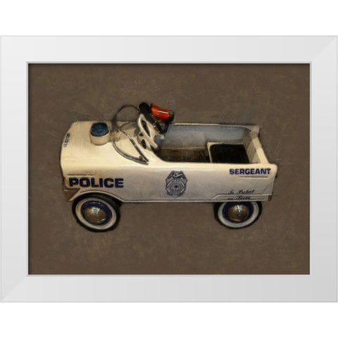 Police Pedal Car  White Modern Wood Framed Art Print by Calkins, Michelle