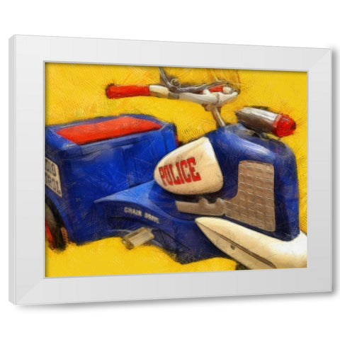 Police Tricycle White Modern Wood Framed Art Print by Calkins, Michelle
