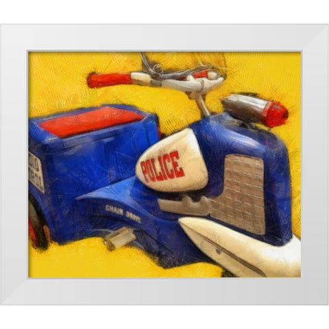 Police Tricycle White Modern Wood Framed Art Print by Calkins, Michelle