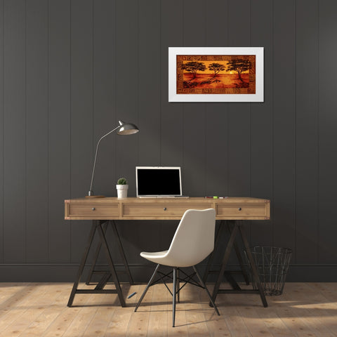 Serengeti Sunset White Modern Wood Framed Art Print by Madou