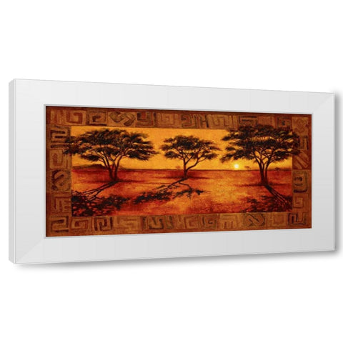 Serengeti Sunset White Modern Wood Framed Art Print by Madou