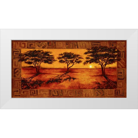 Serengeti Sunset White Modern Wood Framed Art Print by Madou