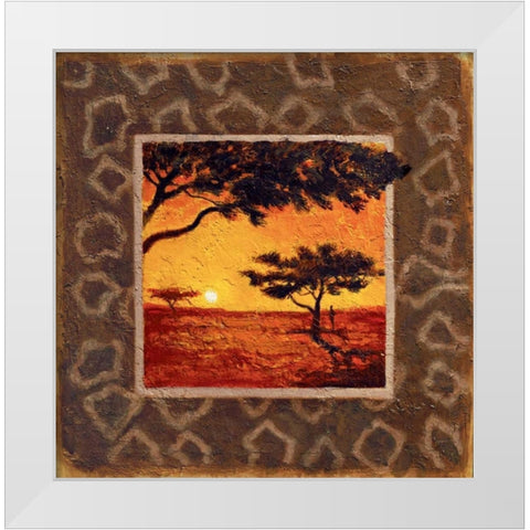 Savannah Sunset I White Modern Wood Framed Art Print by Madou