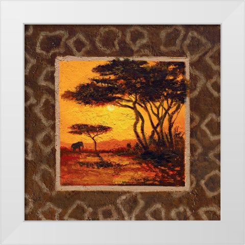 Savannah Sunset III White Modern Wood Framed Art Print by Madou