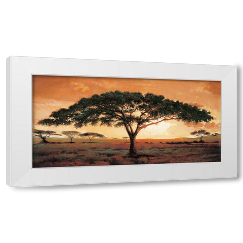Memories of Masai Mara White Modern Wood Framed Art Print by Madou