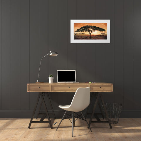 Memories of Masai Mara White Modern Wood Framed Art Print by Madou