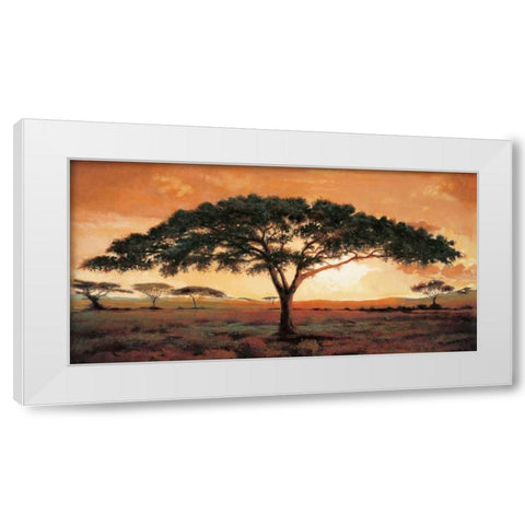 Memories of Masai Mara White Modern Wood Framed Art Print by Madou