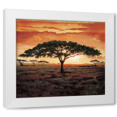 Masai Tree White Modern Wood Framed Art Print by Madou