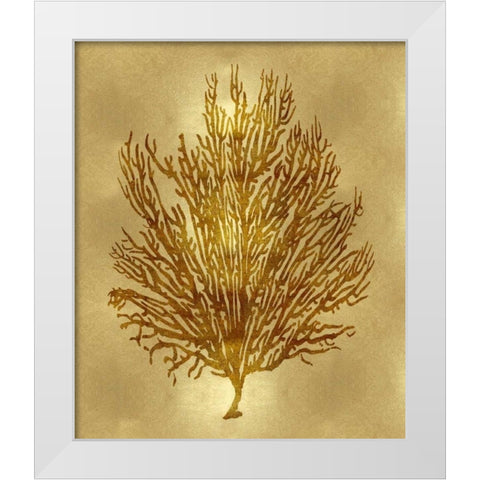 Sea Life - Gold V White Modern Wood Framed Art Print by Miller, Melonie